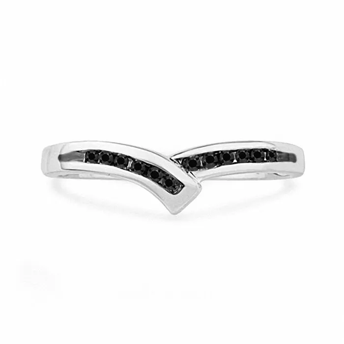 Goldia 010 CT TW Enhanced Black Natural Diamond Bypass Ring in Solid 10K White Gold Rings Goldia 010 CT TW Enhanced Black Natural Diamond Bypass Ring in Solid 10K White Gold Rings