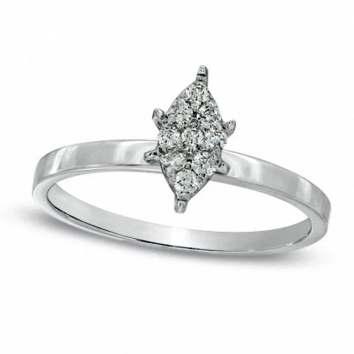 Goldia 010 CT TW Natural Diamond Marquise Cluster Engagement Ring in Solid 10K White Gold Rings Goldia 010 CT TW Natural Diamond Marquise Cluster Engagement Ring in Solid 10K White Gold Rings
