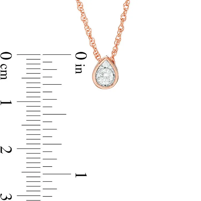 Goldia 017 CT Natural Clarity Enhanced Solitaire Teardrop Pendant in 10K Rose Gold Necklaces Goldia 017 CT Natural Clarity Enhanced Solitaire Teardrop Pendant in 10K Rose Gold Necklaces