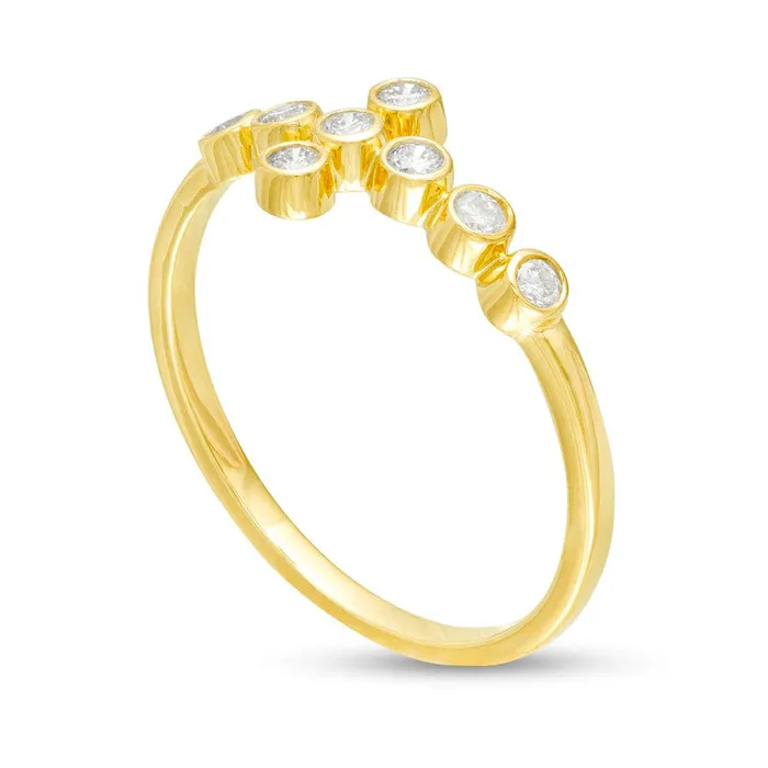 Goldia 020 CT TW Natural Diamond Sideways Bubbles Cross Ring in Solid 10K Yellow Gold Rings Goldia 020 CT TW Natural Diamond Sideways Bubbles Cross Ring in Solid 10K Yellow Gold Rings