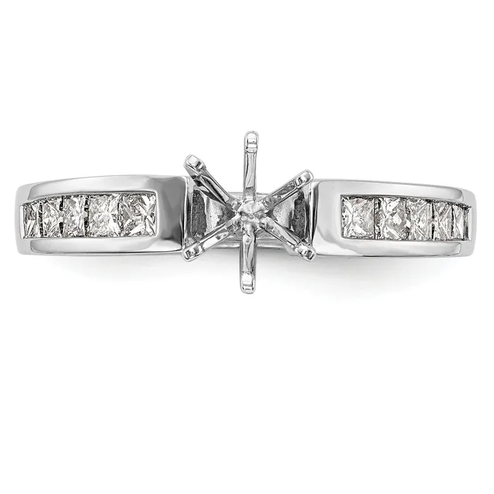 Goldia 028ct CZ Solid Real 14K White Gold Princess Cut Peg Set Engagement Ring Rings