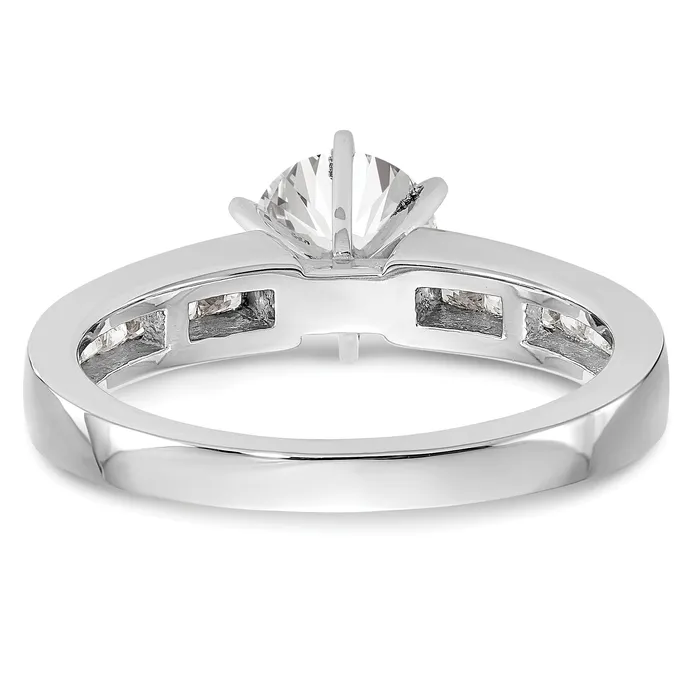 Goldia 028ct CZ Solid Real 14K White Gold Princess Cut Peg Set Engagement Ring Rings
