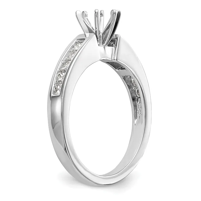 Goldia 028ct CZ Solid Real 14K White Gold Princess Cut Peg Set Engagement Ring Rings