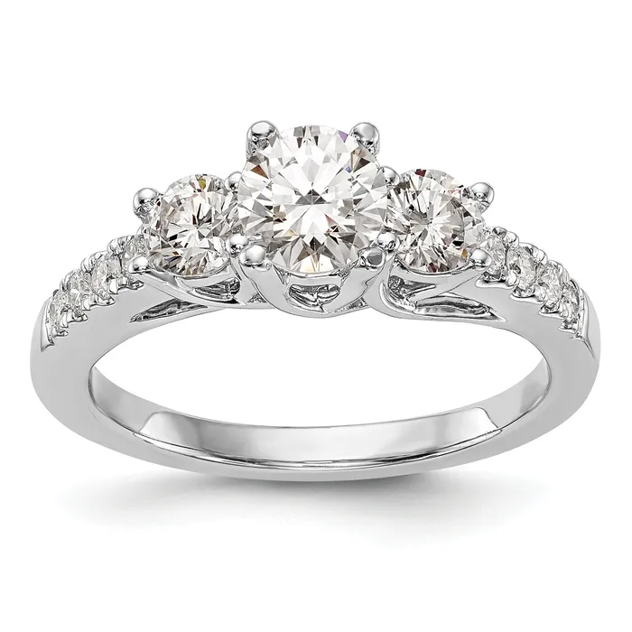 Goldia 033ct CZ Solid Real 14K White Gold 3Stone Engagement Ring Rings
