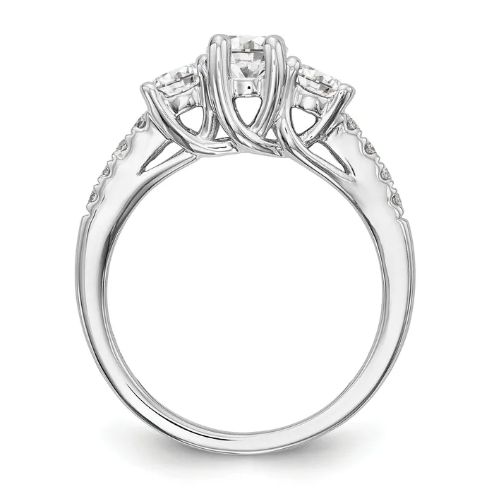 Goldia 033ct CZ Solid Real 14K White Gold 3Stone Engagement Ring Rings