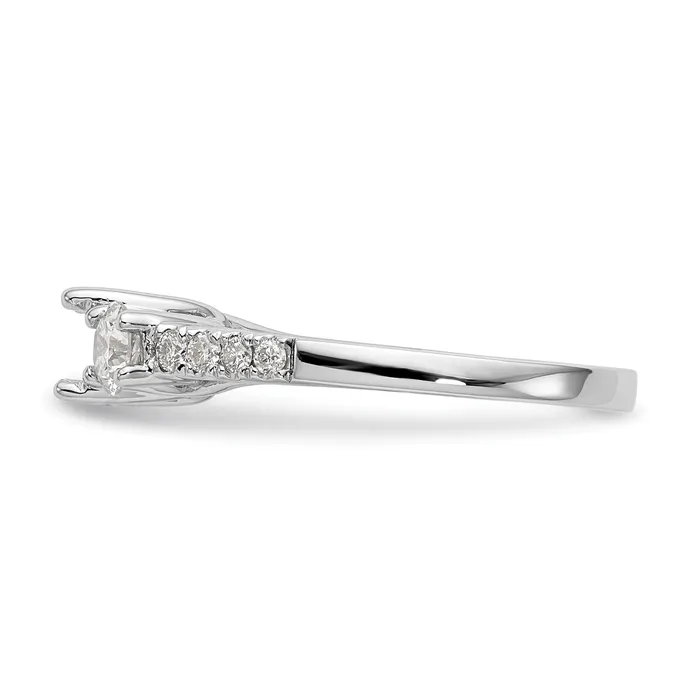 Goldia 033ct CZ Solid Real 14K White Gold 3Stone Engagement Ring Rings