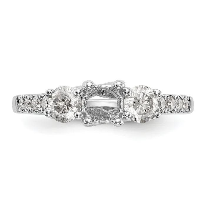 Goldia 033ct CZ Solid Real 14K White Gold 3Stone Engagement Ring Rings