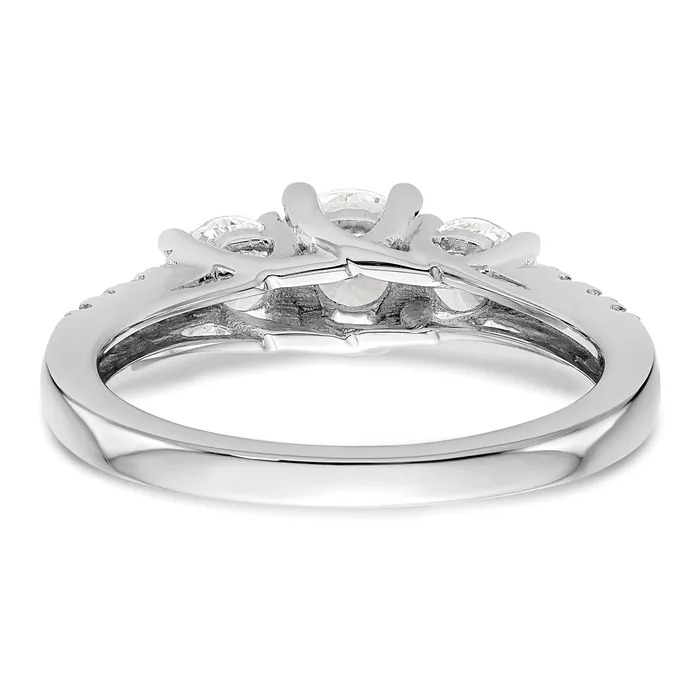 Goldia 033ct CZ Solid Real 14K White Gold 3Stone Engagement Ring Rings