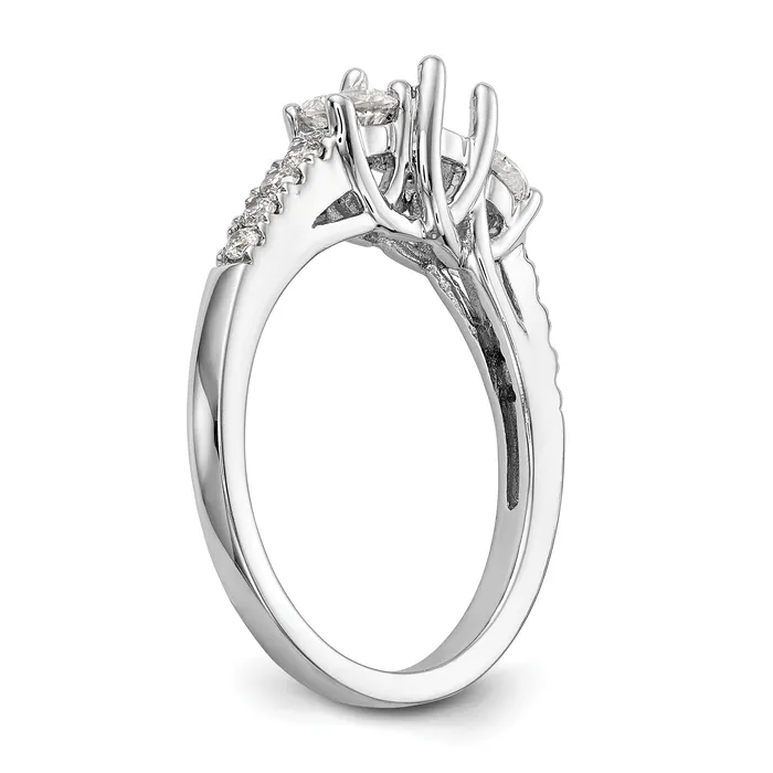 Goldia 033ct CZ Solid Real 14K White Gold 3Stone Engagement Ring Rings