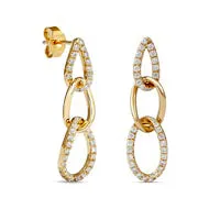 Goldia 05 CT TW Diamond Triple Links Dangle Earrings in Sterling Silver with 14K Gold Plate Earrings Goldia 05 CT TW Diamond Triple Links Dangle Earrings in Sterling Silver with 14K Gold Plate Earrings