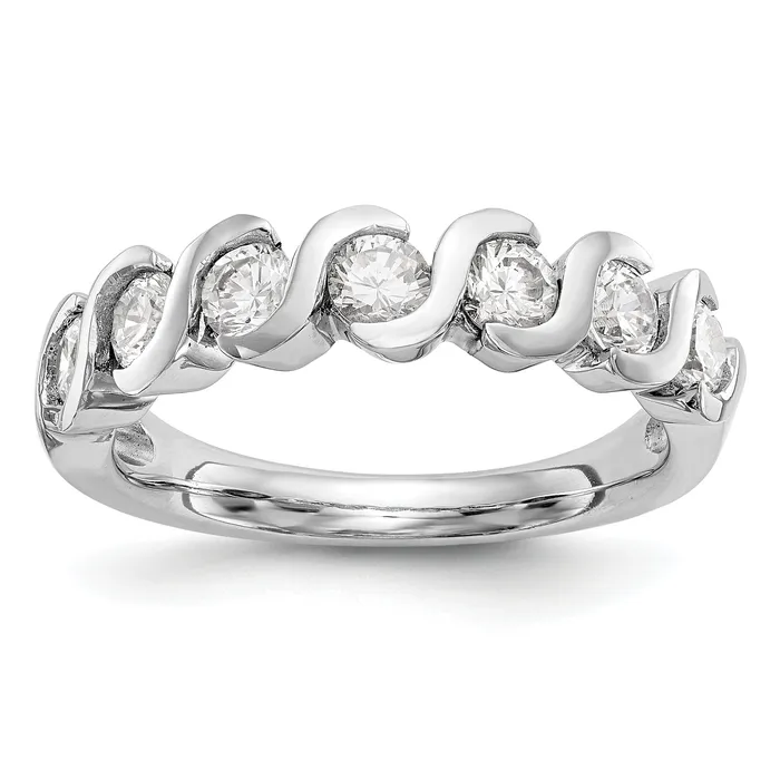 Goldia 070ct CZ Solid Real 14K White Gold Wedding Band Ring Rings