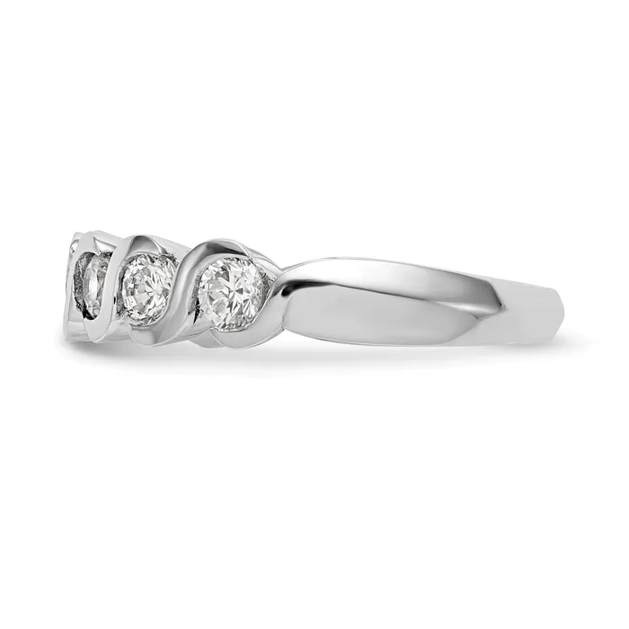 Goldia 070ct CZ Solid Real 14K White Gold Wedding Band Ring Rings