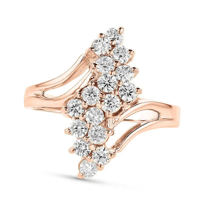 Goldia 075 CT TW Composite Natural Diamond S Waterfall Bypass Ring in Solid 14K Rose Gold HSI2 Rings Goldia 075 CT TW Composite Natural Diamond S Waterfall Bypass Ring in Solid 14K Rose Gold HSI2 Rings