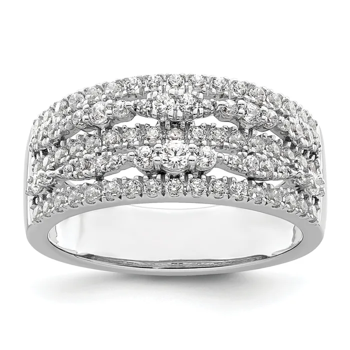 Goldia 088ct CZ Solid Real 14K White Gold Complete Wedding Band Ring Rings Goldia 088ct CZ Solid Real 14K White Gold Complete Wedding Band Ring Rings