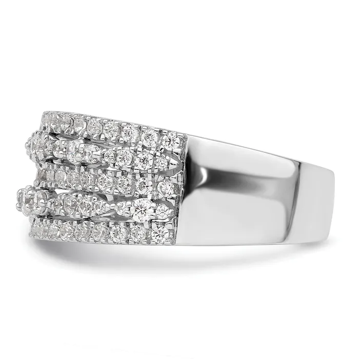 Goldia 088ct CZ Solid Real 14K White Gold Complete Wedding Band Ring Rings