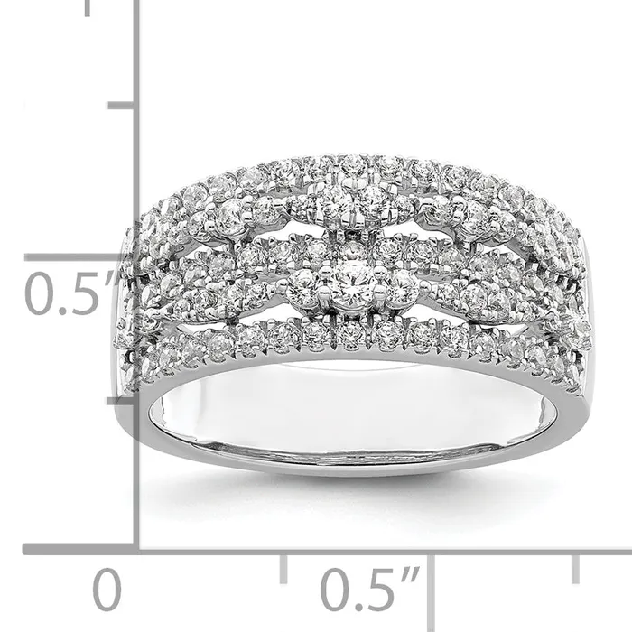 Goldia 088ct CZ Solid Real 14K White Gold Complete Wedding Band Ring Rings