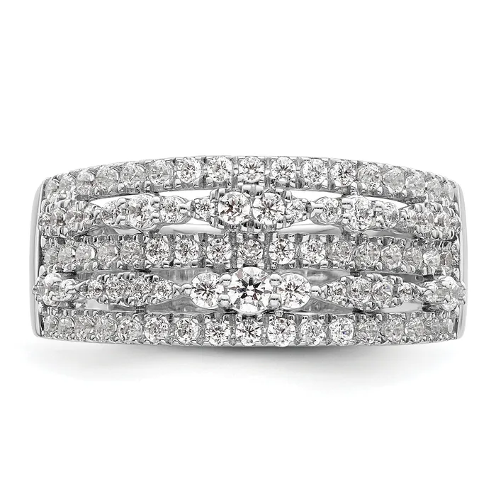 Goldia 088ct CZ Solid Real 14K White Gold Complete Wedding Band Ring Rings