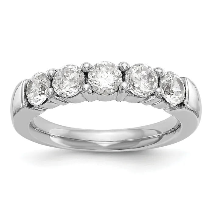 Goldia 110ct CZ Solid Real 14K White Gold 5Stone Wedding Band Ring Rings Goldia 110ct CZ Solid Real 14K White Gold 5Stone Wedding Band Ring Rings
