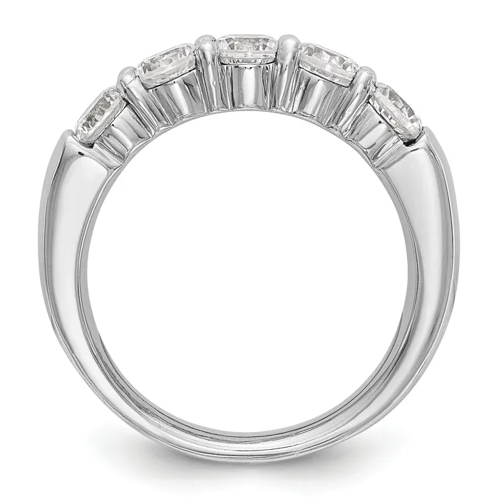 Goldia 110ct CZ Solid Real 14K White Gold 5Stone Wedding Band Ring Rings