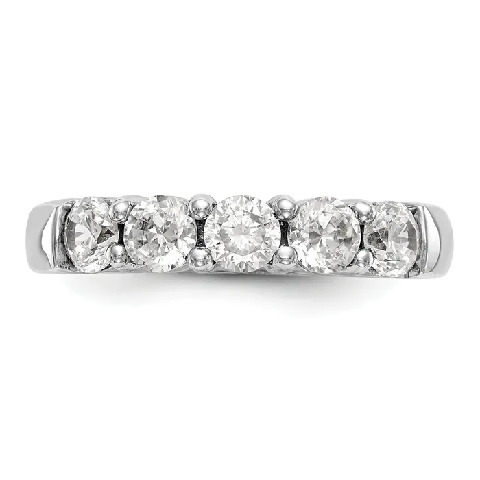 Goldia 110ct CZ Solid Real 14K White Gold 5Stone Wedding Band Ring Rings