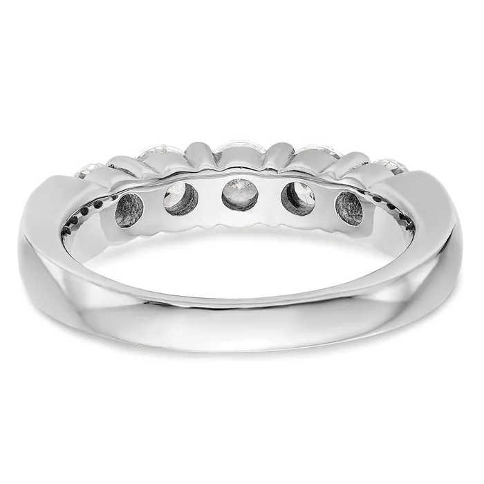Goldia 110ct CZ Solid Real 14K White Gold 5Stone Wedding Band Ring Rings