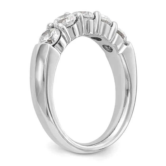 Goldia 110ct CZ Solid Real 14K White Gold 5Stone Wedding Band Ring Rings