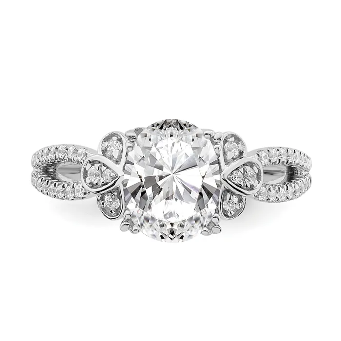 Goldia 150ct CZ Solid Real 14k Polish 1 12ct Oval Split Shank Engage Dia Ring Rings