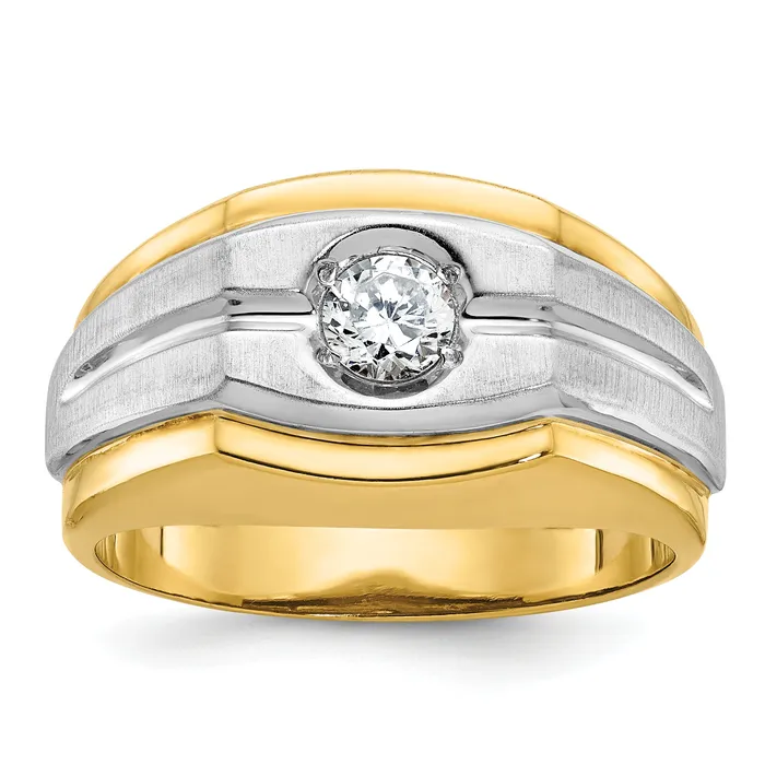 Goldia 14k Twotone Two Tone 13 Ct Lab Grown Diamond VSSI G Polished and Satin Mens Ring Rings Goldia 14k Twotone Two Tone 13 Ct Lab Grown Diamond VSSI G Polished and Satin Mens Ring Rings