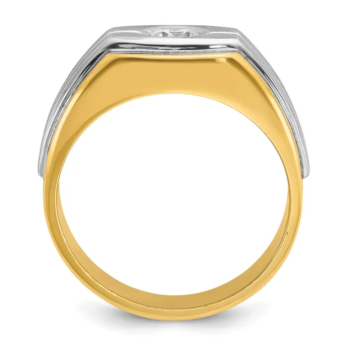 Goldia 14k Twotone Two Tone 13 Ct Lab Grown Diamond VSSI G Polished and Satin Mens Ring Rings