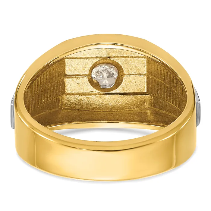 Goldia 14k Twotone Two Tone 13 Ct Lab Grown Diamond VSSI G Polished and Satin Mens Ring Rings