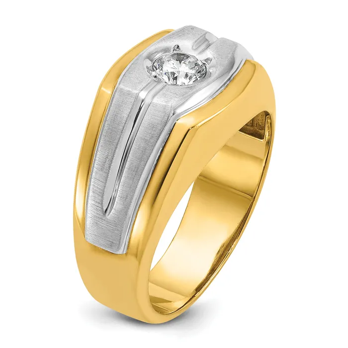 Goldia 14k Twotone Two Tone 13 Ct Lab Grown Diamond VSSI G Polished and Satin Mens Ring Rings