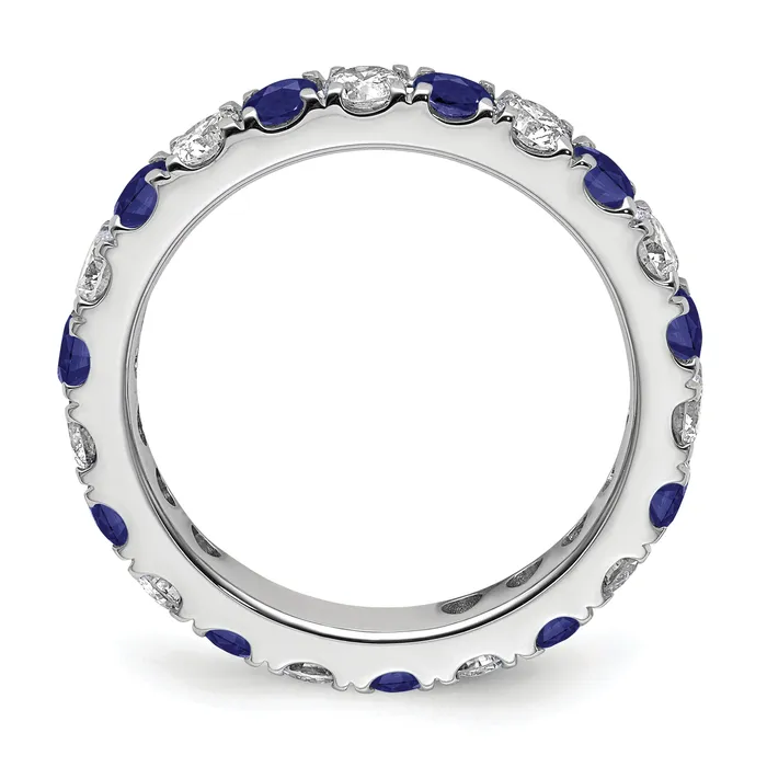 Goldia 14k White Gold 1 Ct Lab Grown Diamond VSSI G and Lab Created Blue Sapphire Eternity Band Ring Rings