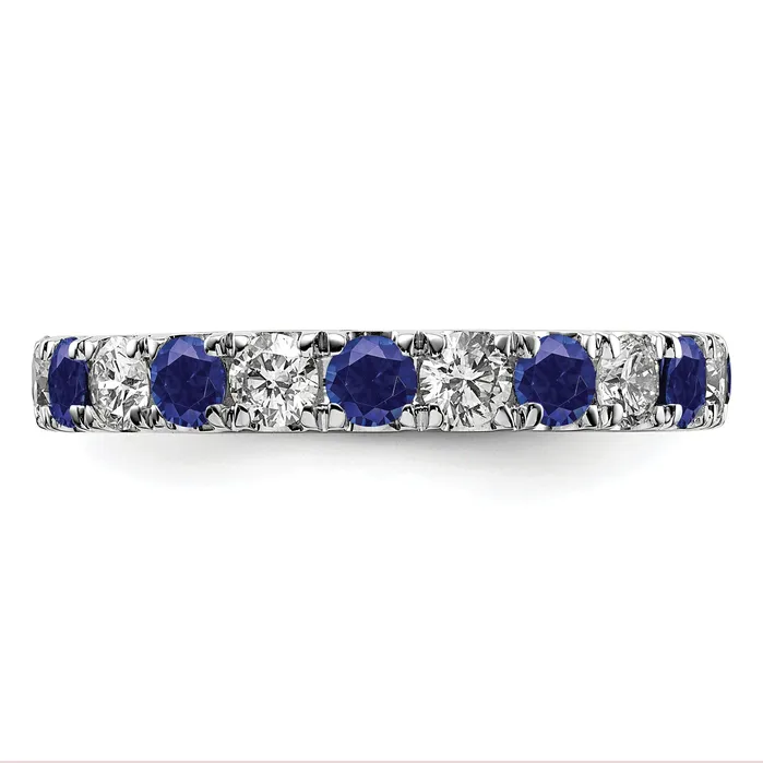 Goldia 14k White Gold 1 Ct Lab Grown Diamond VSSI G and Lab Created Blue Sapphire Eternity Band Ring Rings