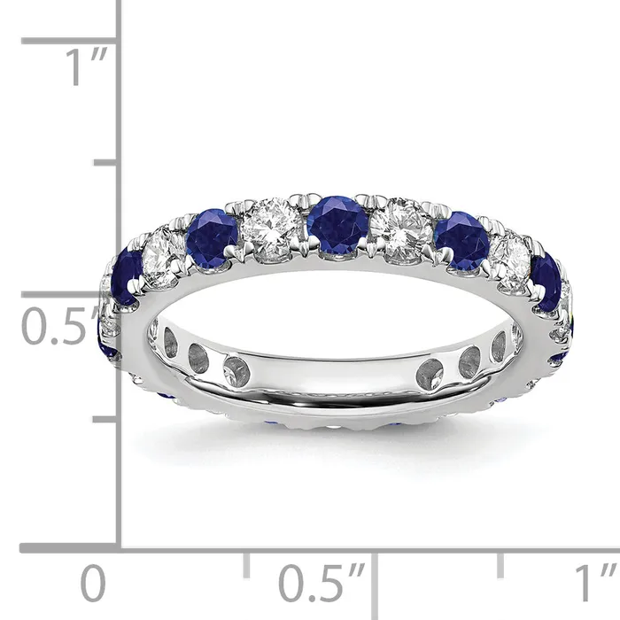 Goldia 14k White Gold 1 Ct Lab Grown Diamond VSSI G and Lab Created Blue Sapphire Eternity Band Ring Rings