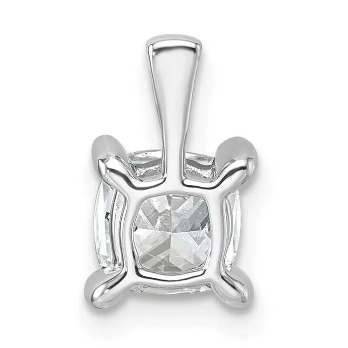 Goldia 14k White Gold 1 Ct Lab Grown Diamond VSSI G Cushion Four Prong Pendant Necklaces