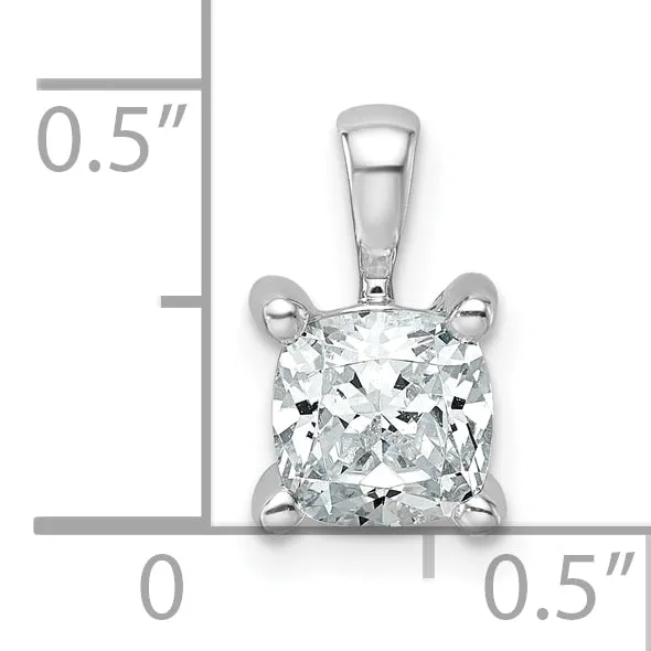 Goldia 14k White Gold 1 Ct Lab Grown Diamond VSSI G Cushion Four Prong Pendant Necklaces