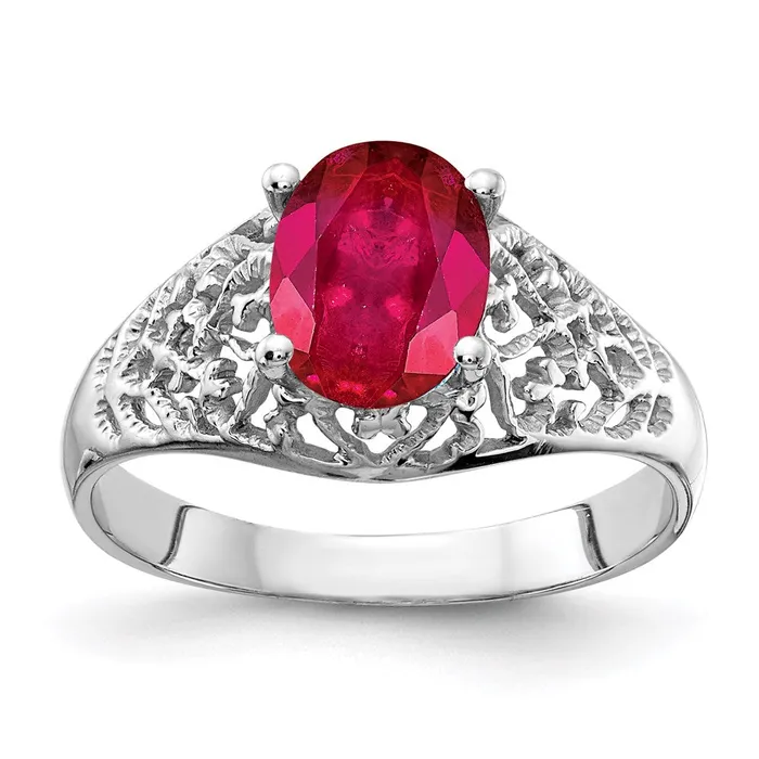 Goldia 14k White Gold 8x6mm Oval Ruby ring Rings