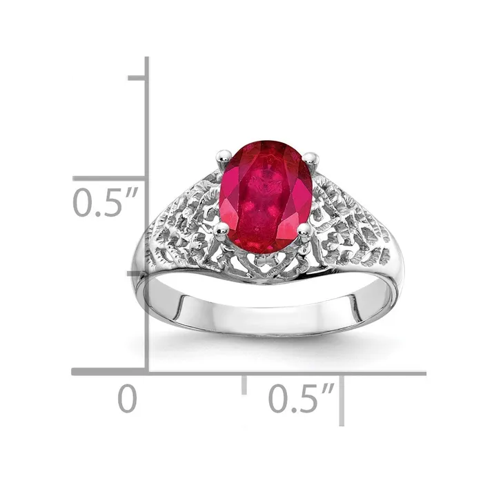 Goldia 14k White Gold 8x6mm Oval Ruby ring Rings