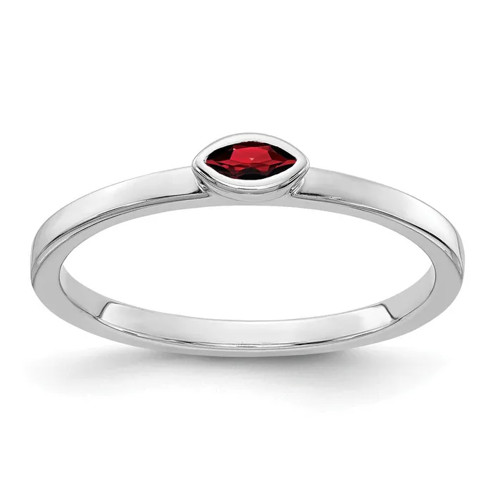Goldia 14k White Gold Bezelset Marquise Garnet Ring Rings