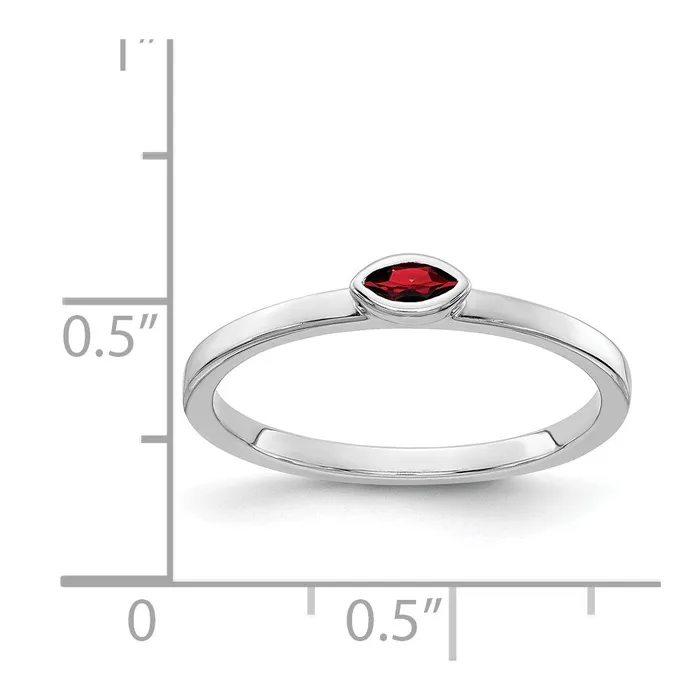 Goldia 14k White Gold Bezelset Marquise Garnet Ring Rings