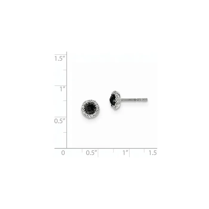 Goldia 14k White Gold Black and White Real Diamond Post Earrings Earrings