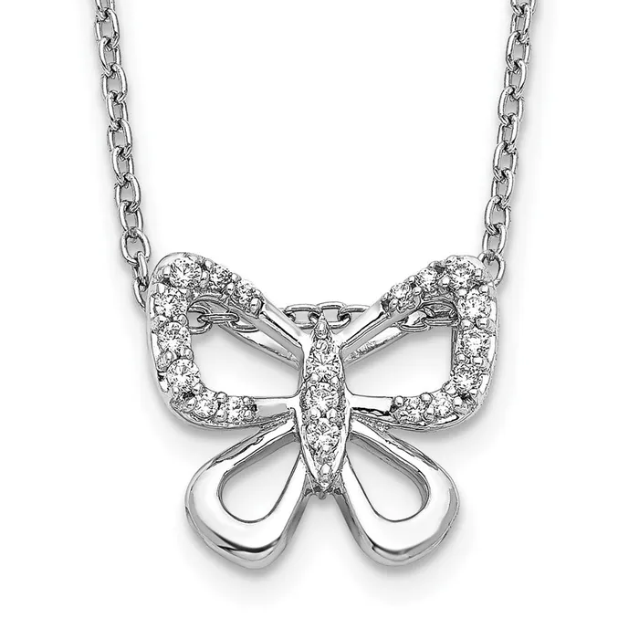 Goldia 14k White Gold Real Diamond Butterfly 18 inch Necklace Necklaces
