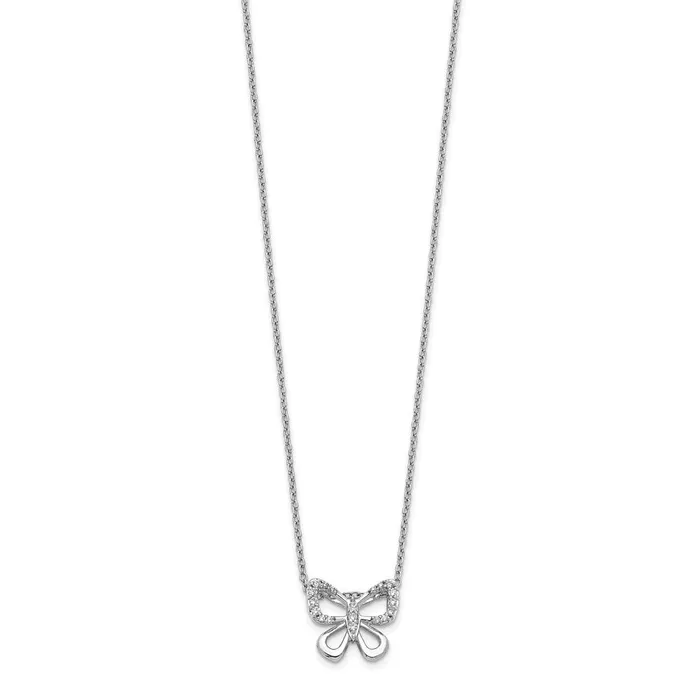 Goldia 14k White Gold Real Diamond Butterfly 18 inch Necklace Necklaces