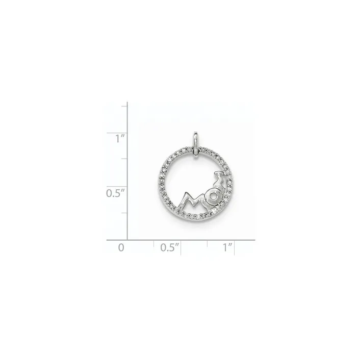 Goldia 14k White Gold Real Diamond Mom Round Pendant Necklaces