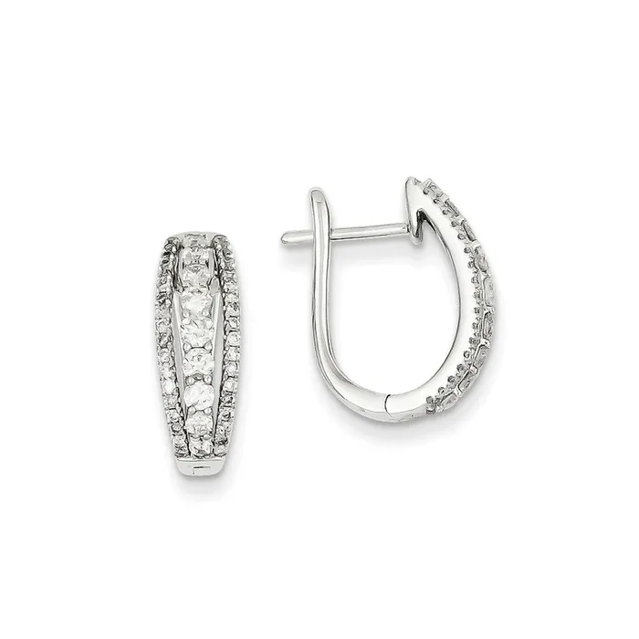 Goldia 14k White Gold Real Diamond Three Row Hinged Hoop Earrings Earrings Goldia 14k White Gold Real Diamond Three Row Hinged Hoop Earrings Earrings