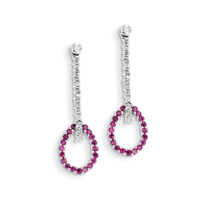Goldia 14k White Gold Real Diamond u0026 Ruby Earrings Earrings