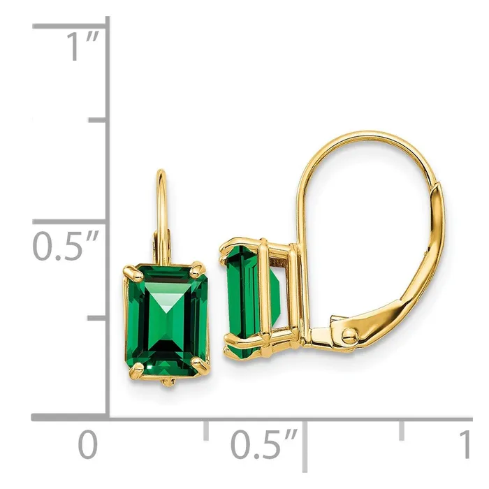 Goldia 14k Yellow Gold 7x5mm Emerald Cut Mount St Helens Leverback Earrings Earrings
