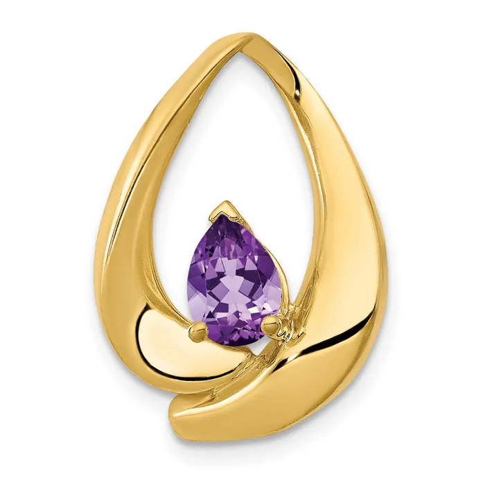 Goldia 14K Yellow Gold 7x5mm Pear Amethyst Slide Earrings