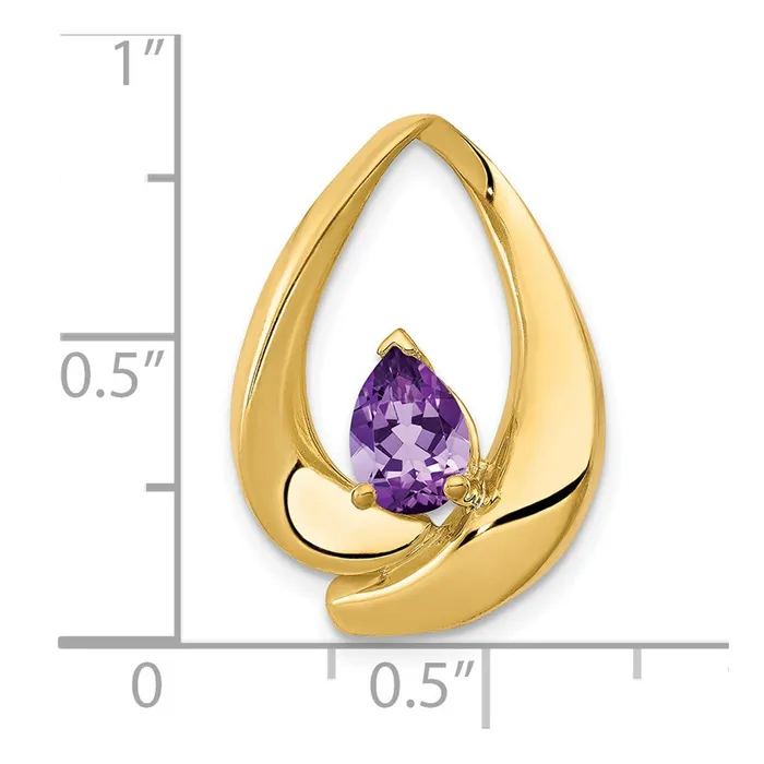 Goldia 14K Yellow Gold 7x5mm Pear Amethyst Slide Earrings