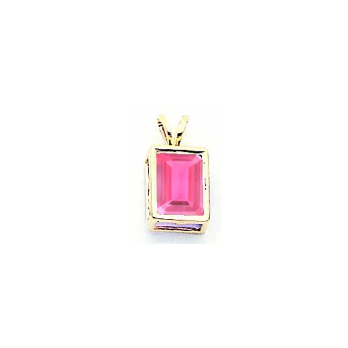 Goldia 14k Yellow Gold 8x6mm Emerald Cut Pink Tourmaline bezel pendant Necklaces Goldia 14k Yellow Gold 8x6mm Emerald Cut Pink Tourmaline bezel pendant Necklaces